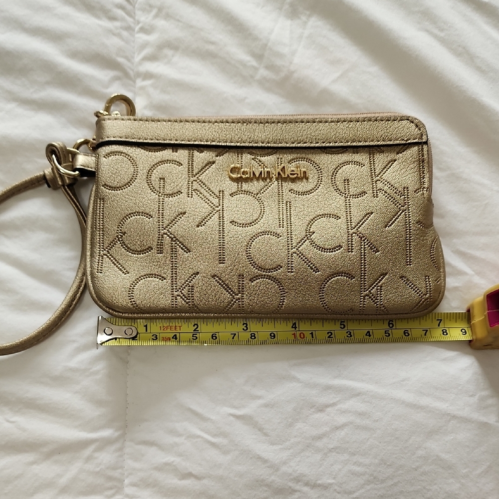 Calvin Klein Metallic Gold Logo Wristlet